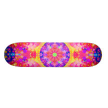 Pink and Yellow Kaleidoscope Fractal Custom Skate Board