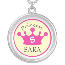 Pink and Yellow Monogram Princess Necklace necklaces