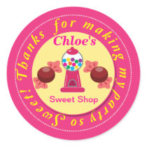 Pink and Yellow Whimsical Gumball Party Sticker