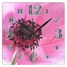 Pink Anemone Wall Clock
