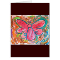 Pink Angel in Autumn Leaves Card