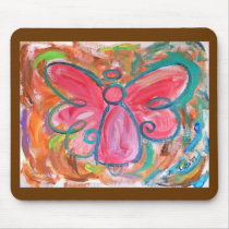 Pink Angel in Autumn Leaves Mousepad