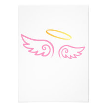 Pink Angel Wings with Halo Invitations