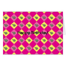 Pink argyle turtle pattern card
