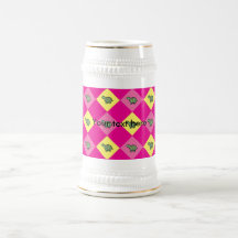 Pink argyle turtle pattern coffee mug