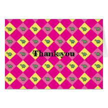 Pink argyle turtle pattern greeting card