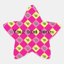 Pink argyle turtle pattern star stickers