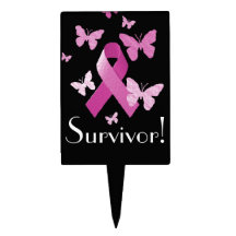 Pink Awareness Ribbon Cake Topper