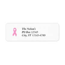 Pink Awareness Ribbon Return Address Labels