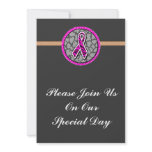 pink awareness ribbon zebra pink accent invitations