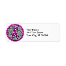pink awareness ribbon zebra pink accent custom return address labels