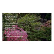 Pink Azalea Bush Amid Shrubs flowers Business Card Template