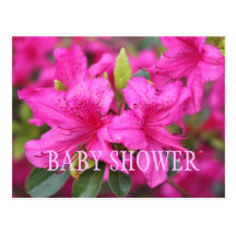 Pink azalea flowers baby shower party invitations. post card