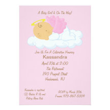 Pink Baby Angel Baby Shower Invitation