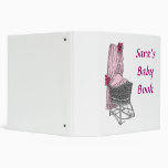 Pink Baby Bassinet New Baby Book 3 Ring Binder
