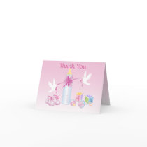Pink Baby Bottle Thank You Card
