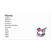 pink baby buggy business card template