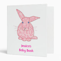 Pink Baby Bunny 3 Ring Binders