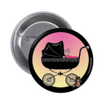 Pink Baby Carriage Button