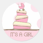 Pink Baby Carriage Cake "It's A Girl" Sticker