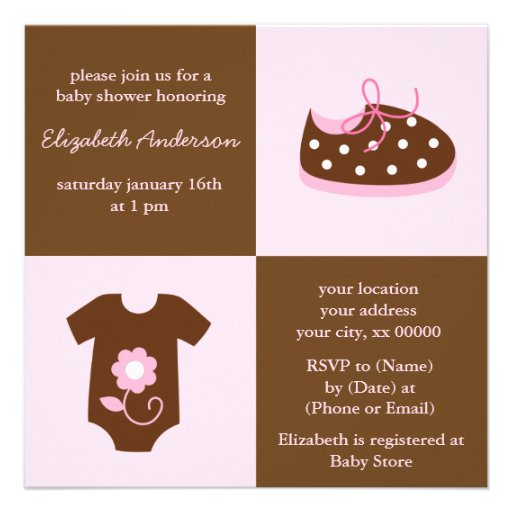 Pink Baby Clothes Custom Invites