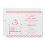 Pink Baby Crib and Mobil Baby Shower Invitation