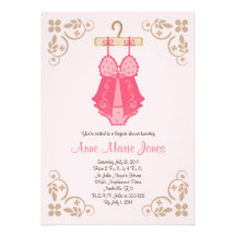 Pink Baby Doll Lingerie Shower Party Invitations