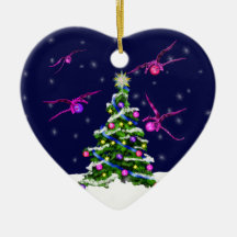 Pink Baby Dragons Encircle a Christmas Tree Christmas Tree Ornament