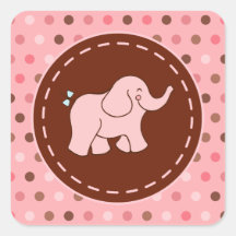 Pink Baby Elephant Stickers