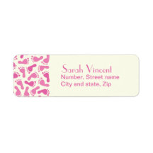 Pink baby foot prints return address label