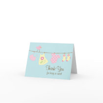 Pink Baby Girl Clothesline Thank You Note Card