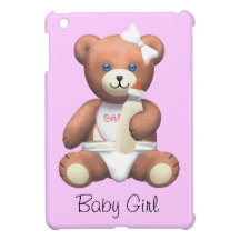 Pink Baby Girl Teddy Bear iPad Mini Cover