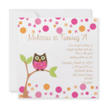 Pink Baby Owl-Hot Pink By Request Personalized Invite