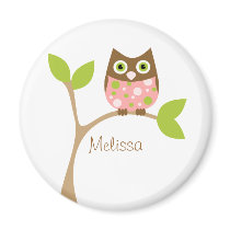 Pink Baby Owl Magnets