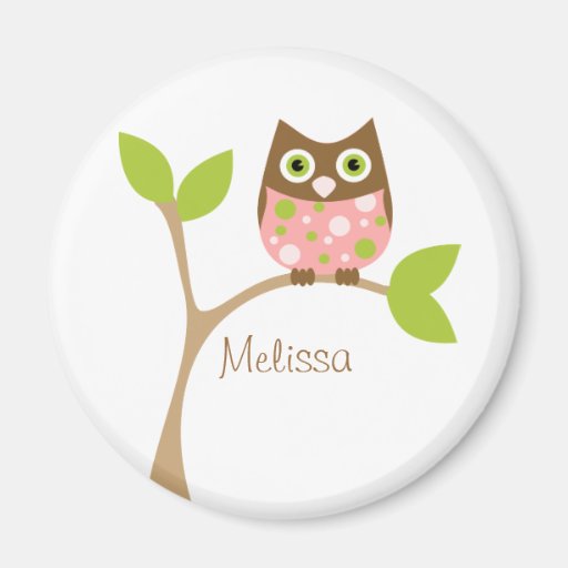 Pink Baby Owl Magnets