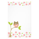 Pink Baby Owl Stationery Paper