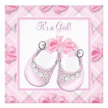 Pink Baby Shoes Pink Baby Girl Shower Custom Invites