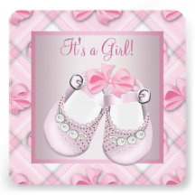 Pink Baby Shoes Pink Baby Girl Shower Invitations