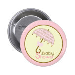 Pink Baby Shower Button - Umbrella