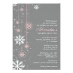 Pink Baby Shower Invitation Winter Snowflakes