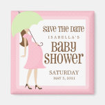 Pink Baby Shower Save The Date Fridge Magnet