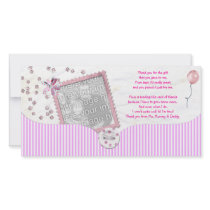 Pink Baby shower Thank You Photo Card from baby