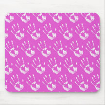 Pink background with handprint mouse pads