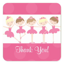 Pink Ballerina Dance Birthday Thank You Sticker