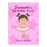 Pink Ballerina Stars and Stripes Birthday Party Custom Announcements