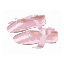 Pink Ballet Shoes Slippers Post Card