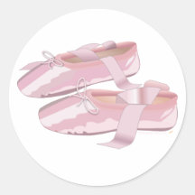 Pink Ballet Shoes Slippers Round Stickers