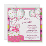 Pink Ballons Girls 2nd Birthday Party Personalized Announcement