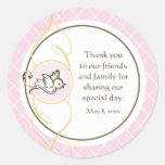 Pink Baptism/Christening Favour Sticker