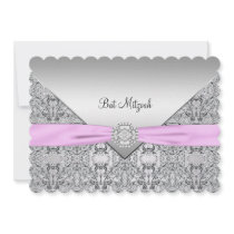 Pink Bat Mitzvah Personalized Invites
